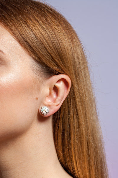 BON BON Asymmetrical silver stud earrings - Aiste Jewelry