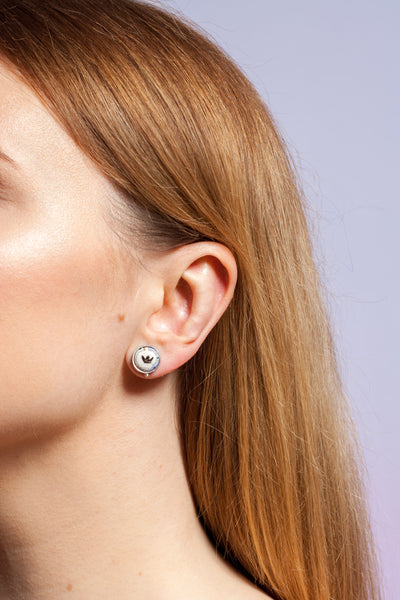 BON BON Asymmetrical silver stud earrings - Aiste Jewelry