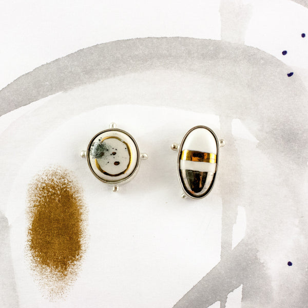 White ABSTRACT silver earrings - Aiste Jewelry