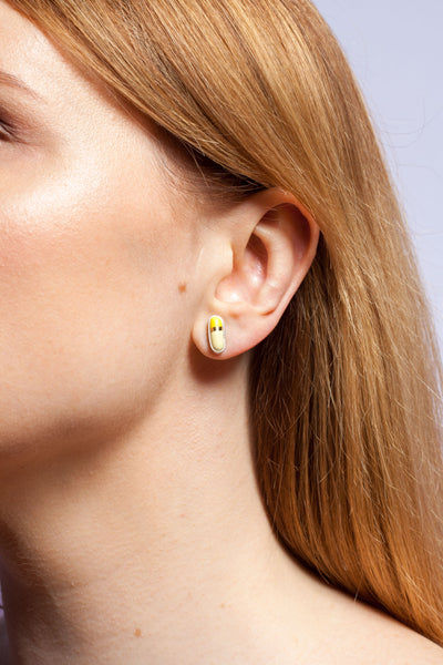 3X3 collection yellow and white silver earrings - Aiste Jewelry