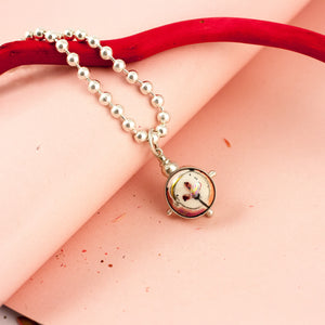 BON BON pink and red pendant with a flower - Aiste Jewelry