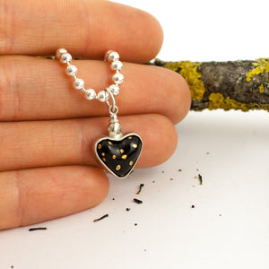 BON BON pendant with a black heart - Aiste Jewelry