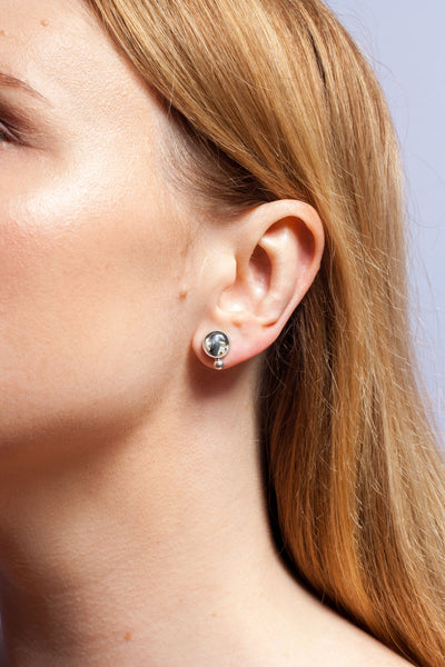ABSTRACT white round and squre earrings - Aiste Jewelry