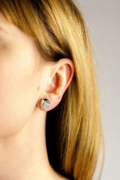 0 White mismatched stud earrings - Aiste Jewelry